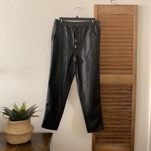 Blank NYC Black High Rise Faux Leather Jogger Pants